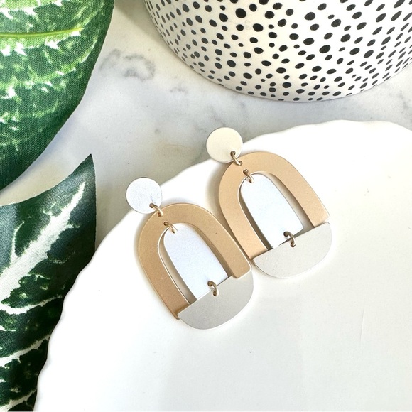 2/$30🌵 Silver & Gold Tone Metal Arch Half Circle Earrings Tier Dangle Boho NEW - Picture 8 of 12